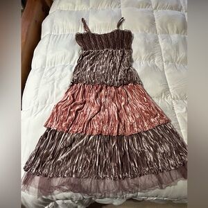 Kaity Women’s Crushed Velvet Tiered Boho Tulle Dress